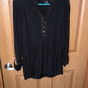 Black tunic w leopard trim